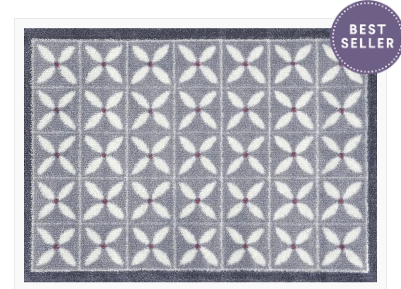 Turtle Mat Flower Fields Grey - 40cm x 60cm (Small)