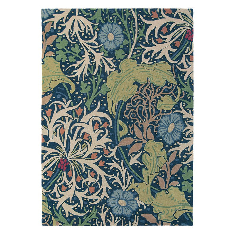 William Morris Seaweed Floral Ink Rug