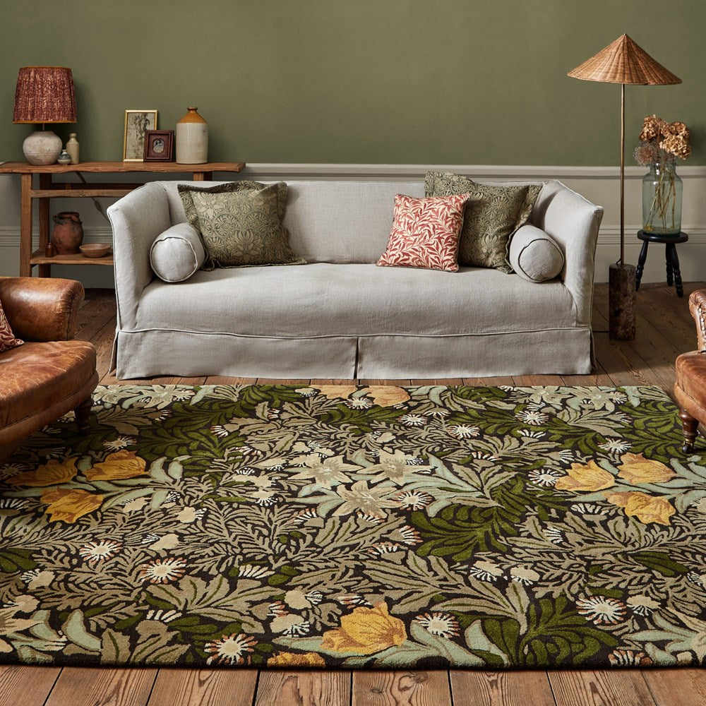 William Morris Bower Twining Vine Green Rug