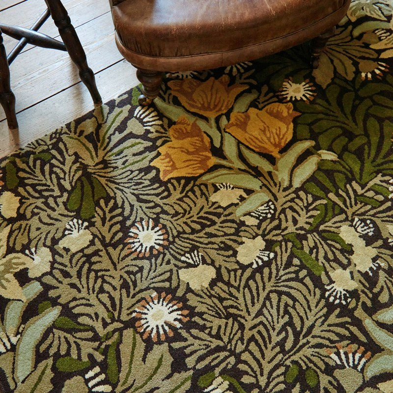 William Morris Bower Twining Vine Green Rug