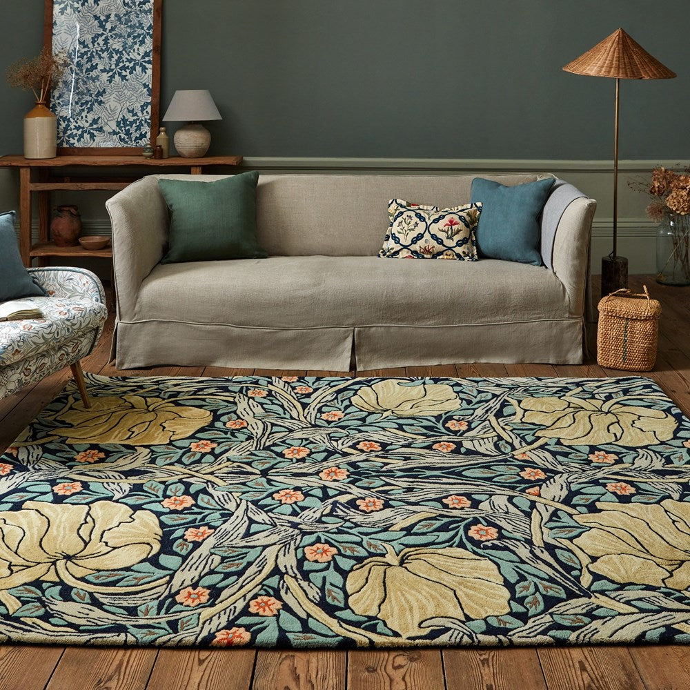 William Morris Pimpernel Indigo Rug