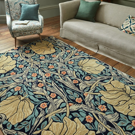 William Morris Pimpernel Indigo Rug