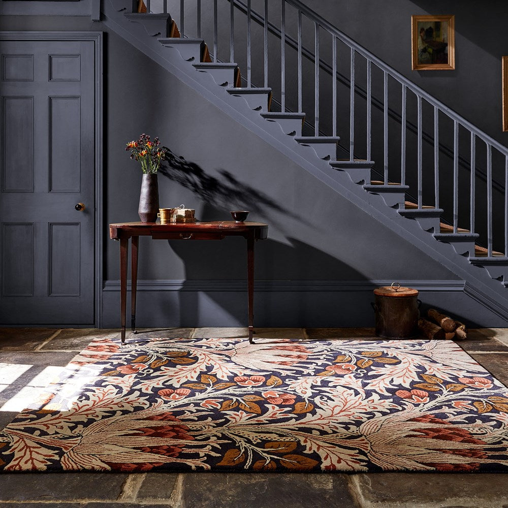 William Morris Artichoke Amber Charcoal Rug