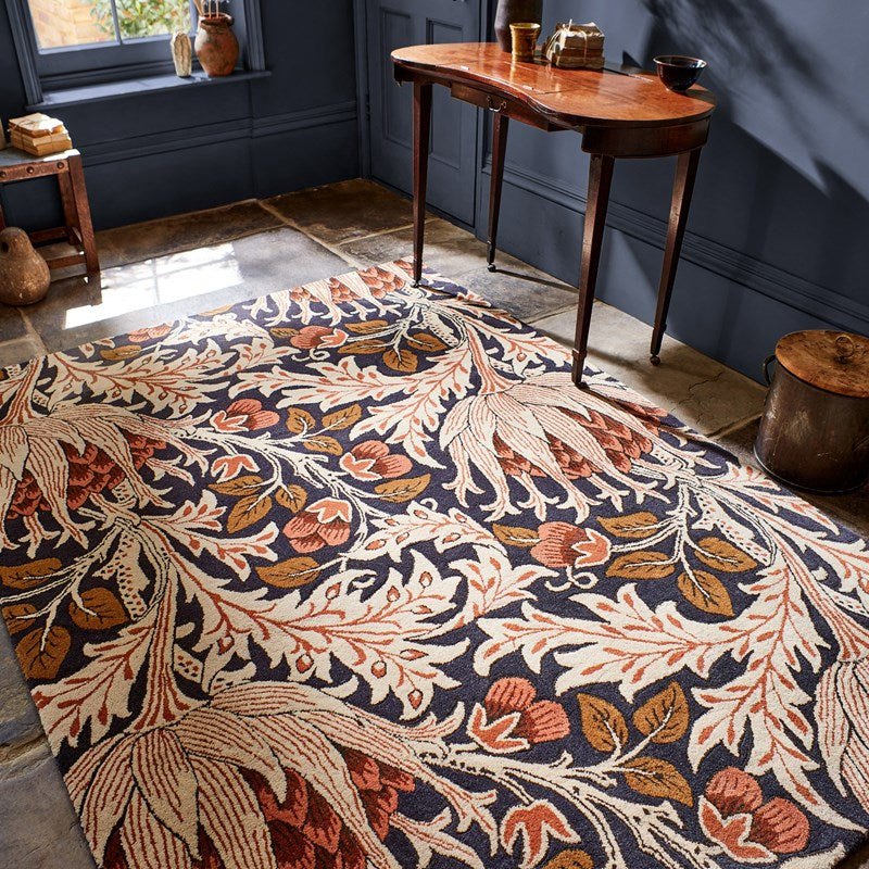 William Morris Artichoke Amber Charcoal Rug