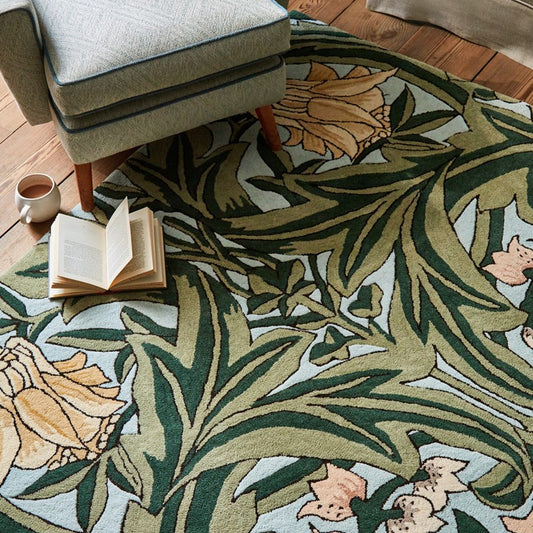 William Morris Bluebell Leafy Arbour Green Rug