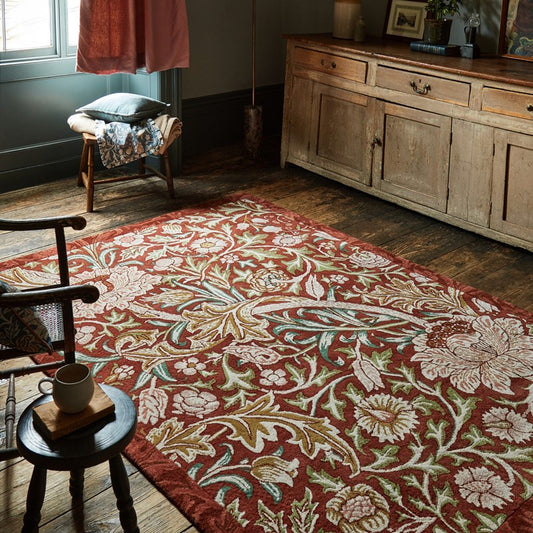 William Morris Trent Floral Red House Rug