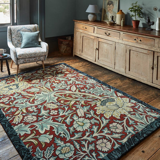 William Morris Trent Floral Webb Blue Rug