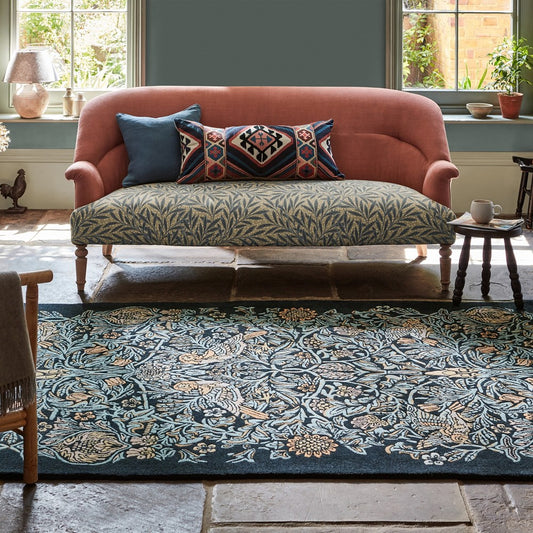 William Morris Bird Webbs Blue Rug