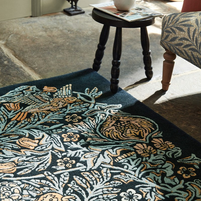 William Morris Bird Webbs Blue Rug