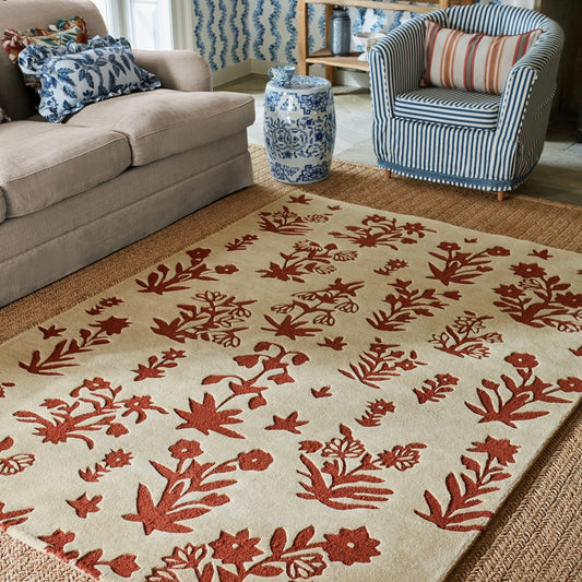 Sanderson Woodland Glade Linen Russet Brown Rug