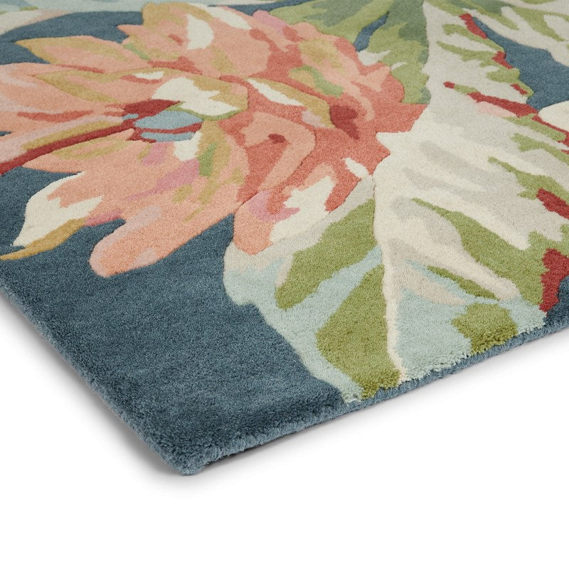 Sanderson Dahlia and Rosehip Teal Rug