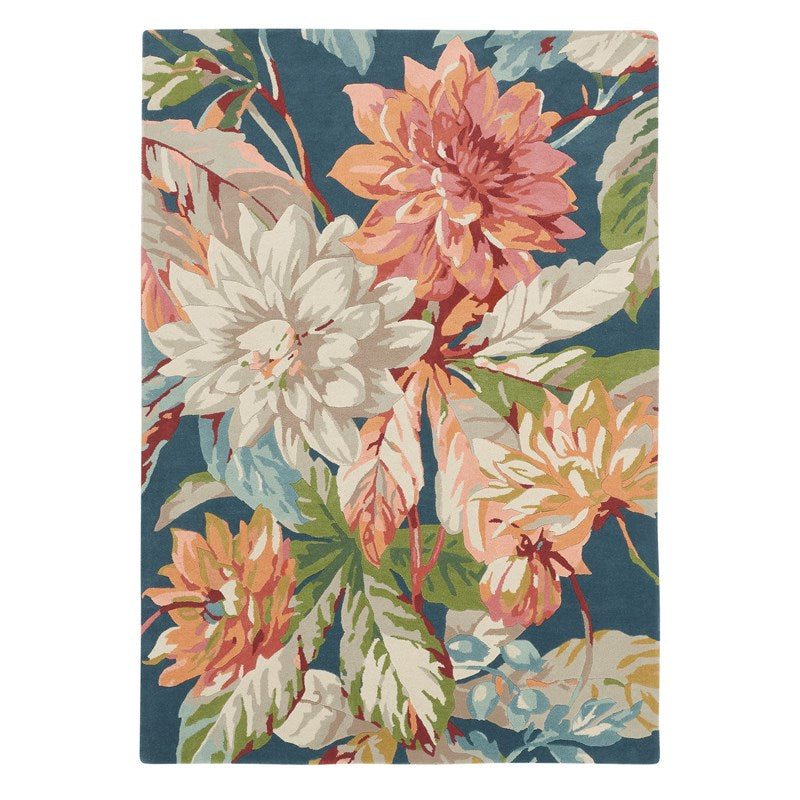 Sanderson Dahlia and Rosehip Teal Rug