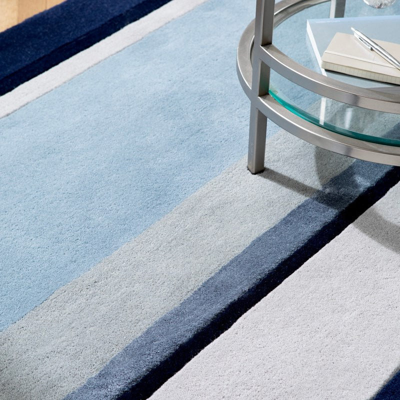 Laura Ashley Eaton Striped Seaspray Blue Rug