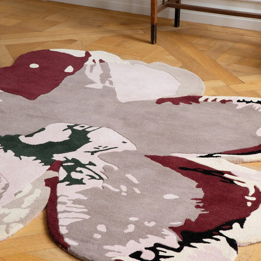 Ted Baker Shaped Magnolia Burgundy Rug