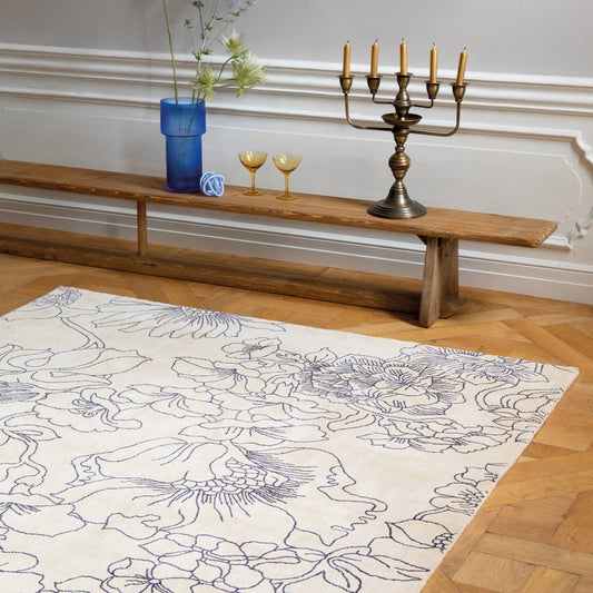 Ted Baker Linear Floral Blue Rug