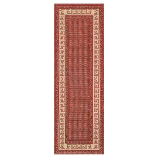 Greek Key Red Runner - 60cm x 1.8m