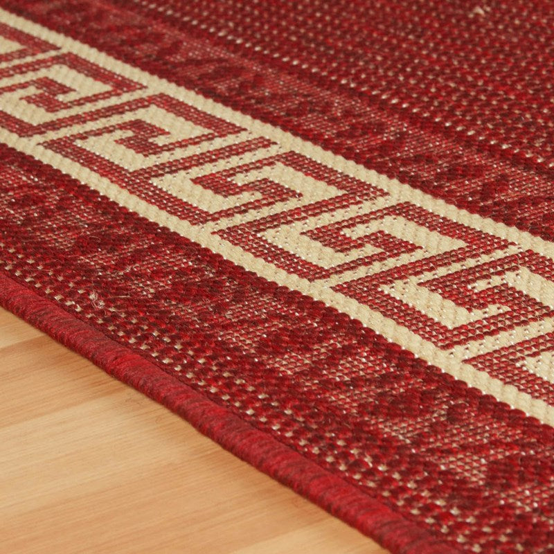 Greek Key Red Runner - 60cm x 1.8m