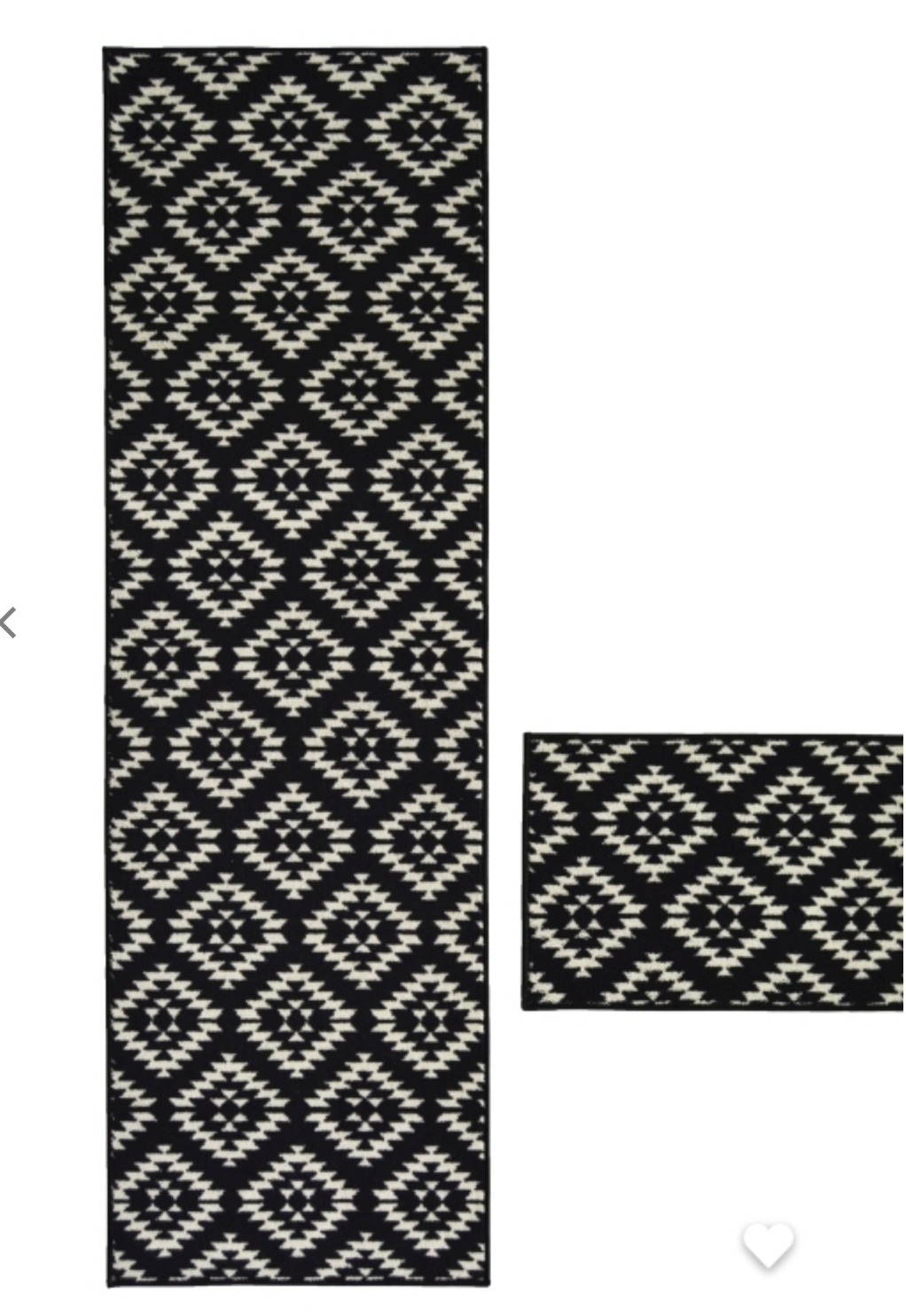 Deco Aztec Black Runner and Mat -  057 x 230 cm & 057 x 040 cm