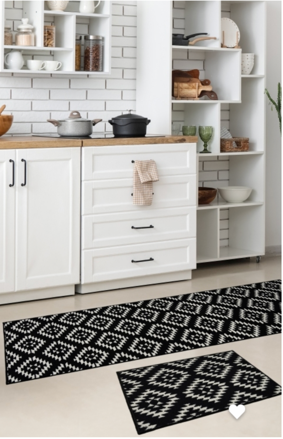 Deco Aztec Black Runner and Mat -  057 x 230 cm & 057 x 040 cm