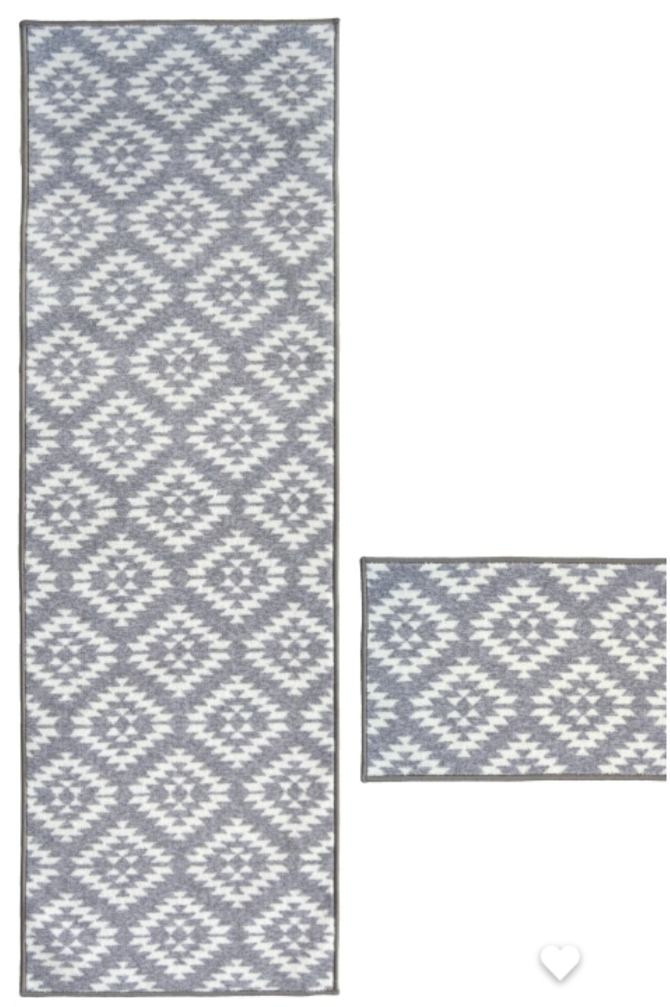 Deco Aztec Grey Runner and Mat -  057 x 150cm cm & 057 x 040 cm