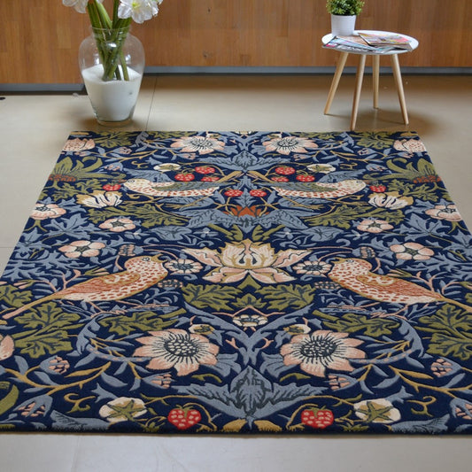 William Morris Strawberry Thief Indigo Rug